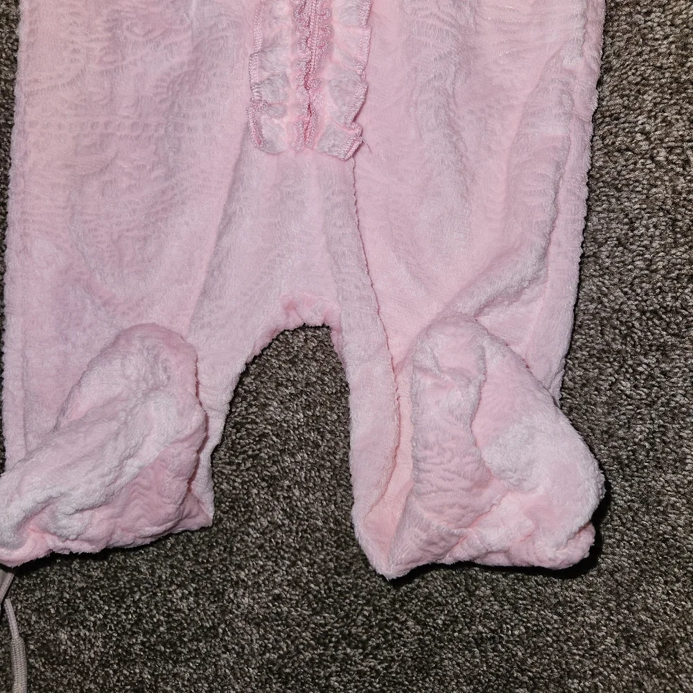 Mudpie Pink Hooded Footed Onesie Romper Infant Size 0-6months